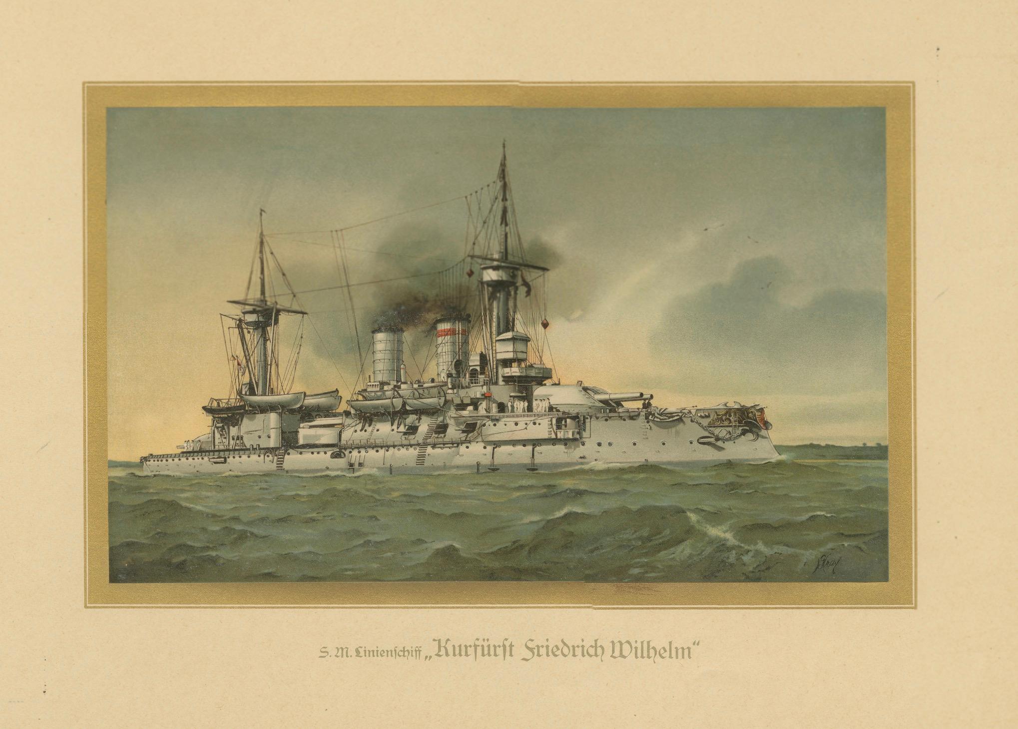 SMS Kurfürst Friedrich Wilhelm: Deutsches Vor-Dreadnought-Schlachtschiff - 1903 im Angebot 1