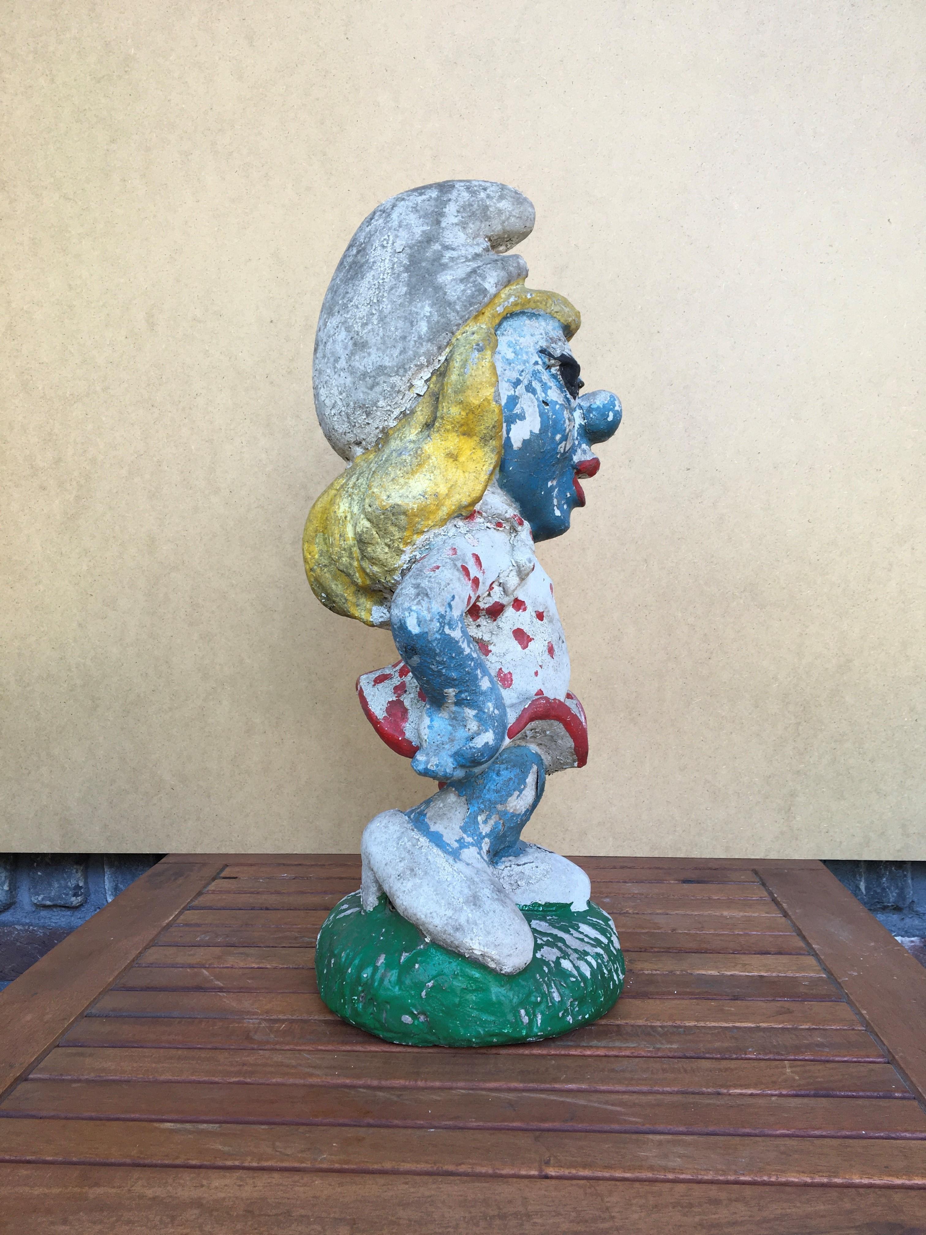 Painted Smurfette, Smurfs Vintage Garden Statue