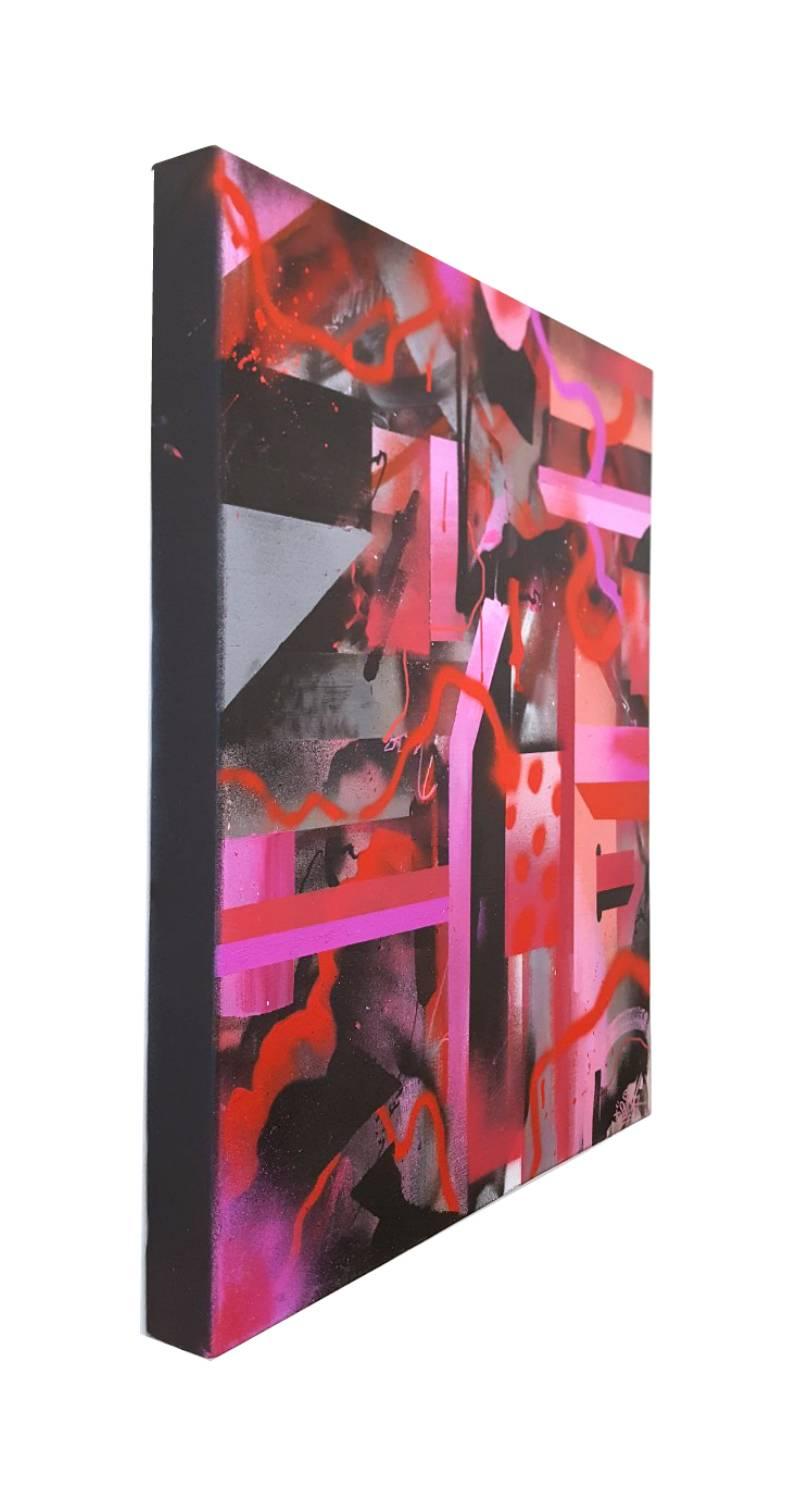 Valentine's Day Hue - original red abstract painting by street artist Smurfo - Contemporary Mixed Media Art by Smurfo Udirty