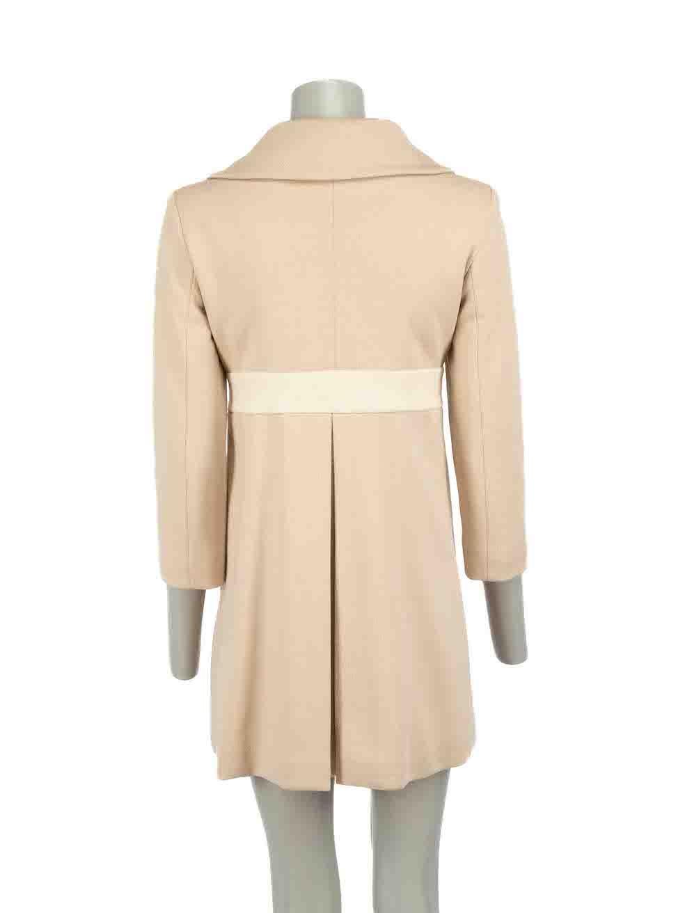 Smythe Beige Wool Bow Detail Coat Size S In Good Condition For Sale In London, GB