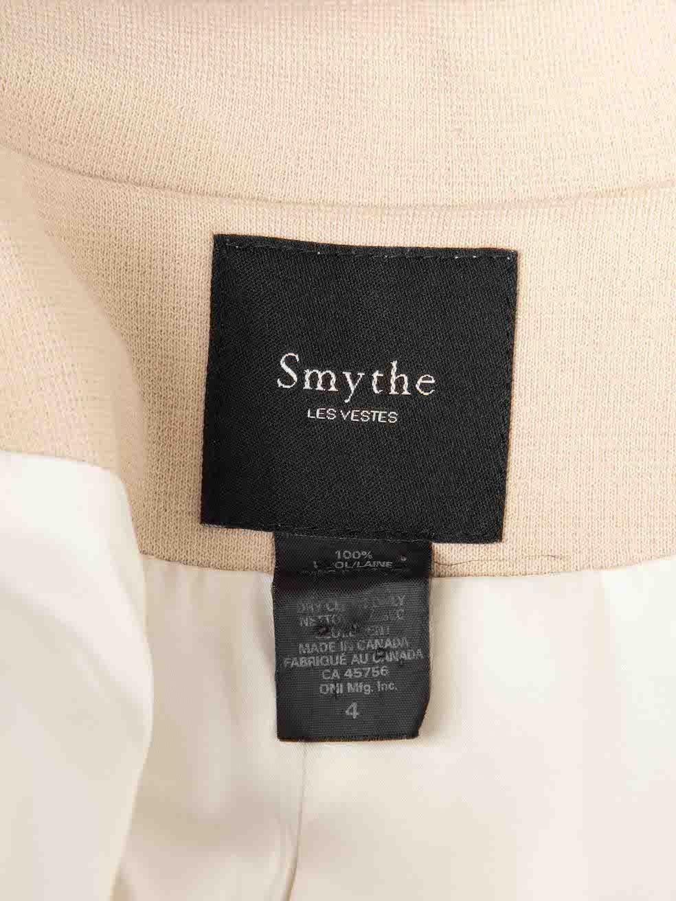 Smythe Beige Wool Bow Detail Coat Size S For Sale 2