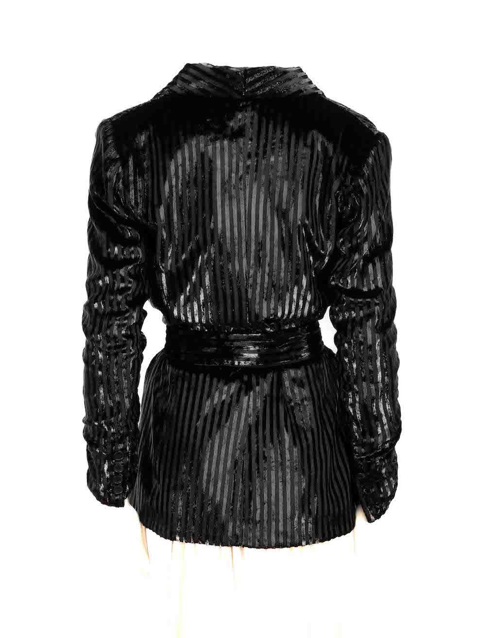 Smythe Black Velvet Striped Blazer Jacket Size S In Good Condition For Sale In London, GB