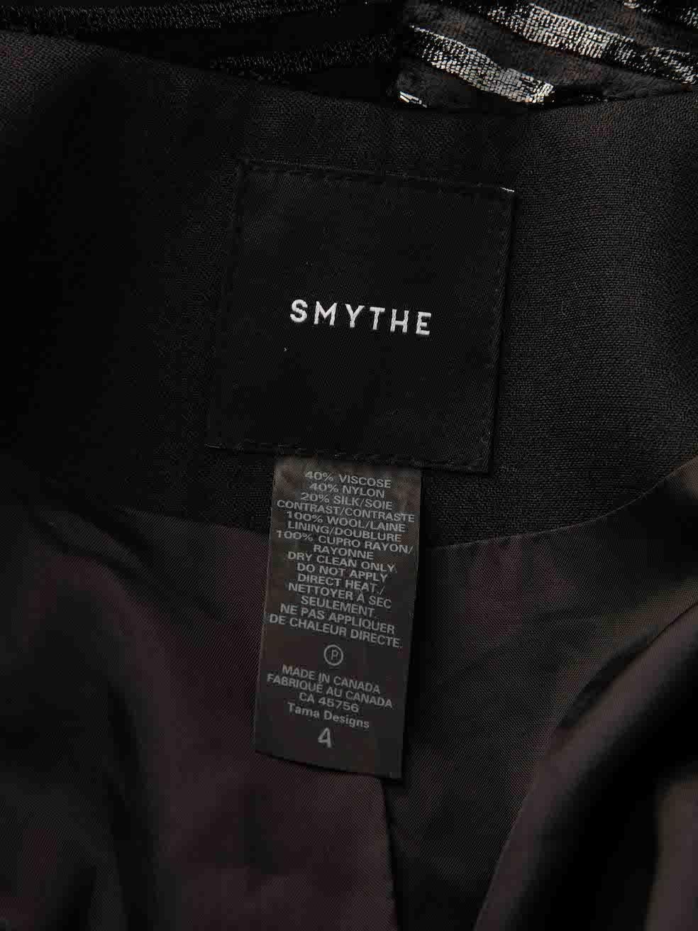 Women's Smythe Black Velvet Striped Blazer Jacket Size S For Sale