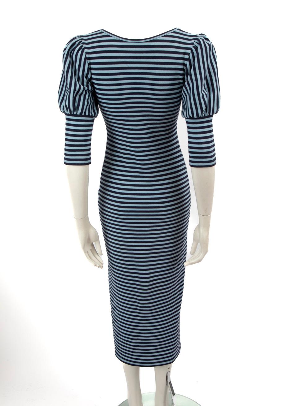 Smythe Blau gestreiftes Midikleid Größe S (Schwarz) im Angebot