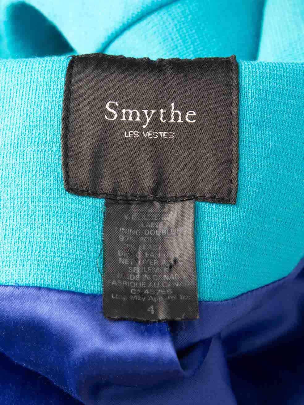 Smythe Blue Wool Pocket Detail Mid-Sleeve Blazer Size S For Sale 1