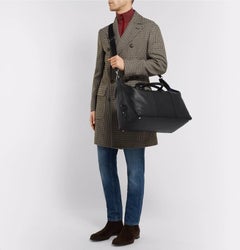 Smythson Black Grained Leather Burlington Holdall Bag