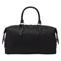 Smythson Black Grained Leather Burlington Holdall Bag