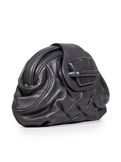 Smythson Black Leather Frame Clutch