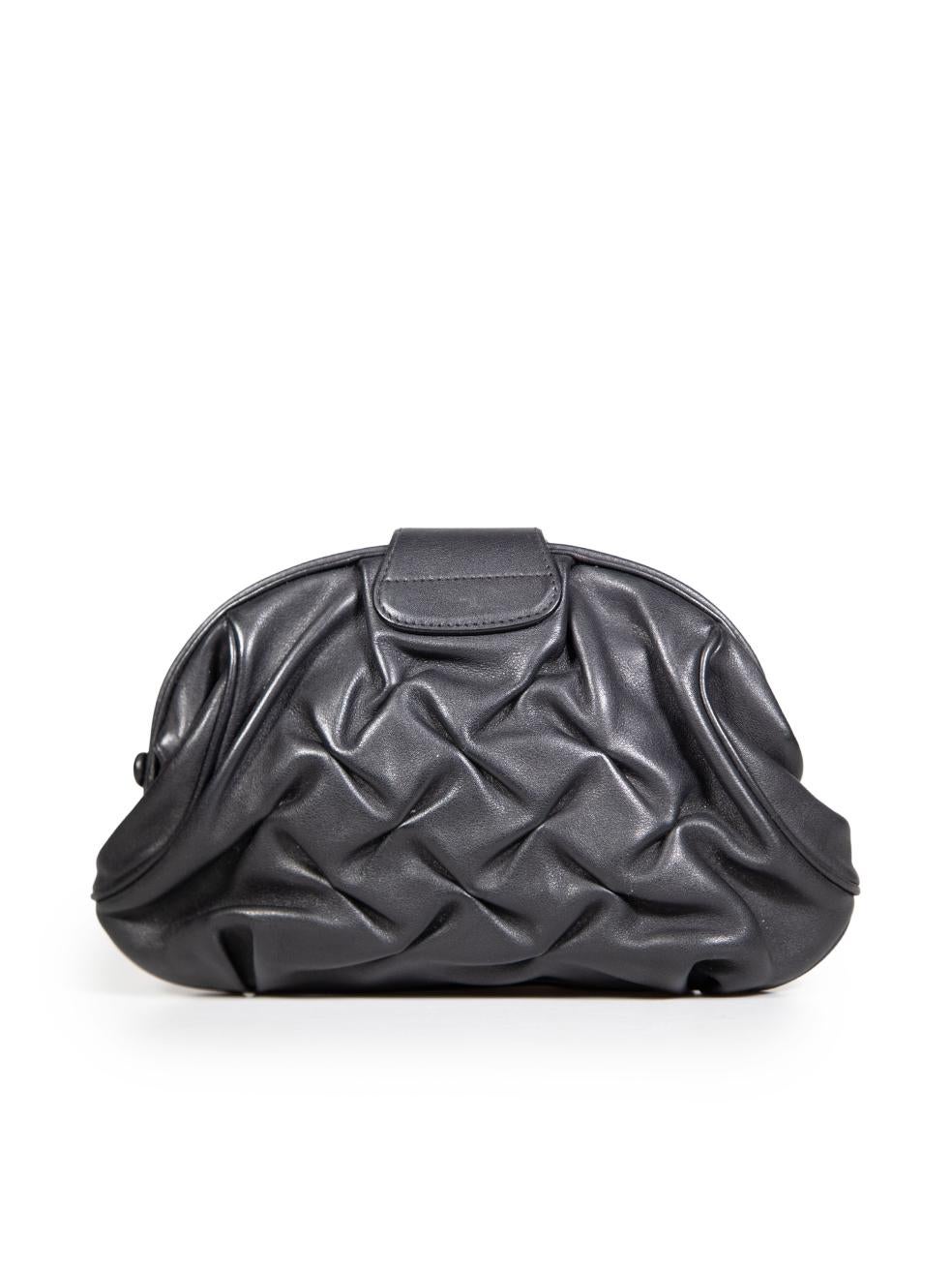 Smythson Black Leather Frame Clutch In Good Condition In London, GB