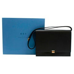 Smythson Black Leather Messenger Bag