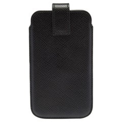 Smythson Black Leather Phone Cover