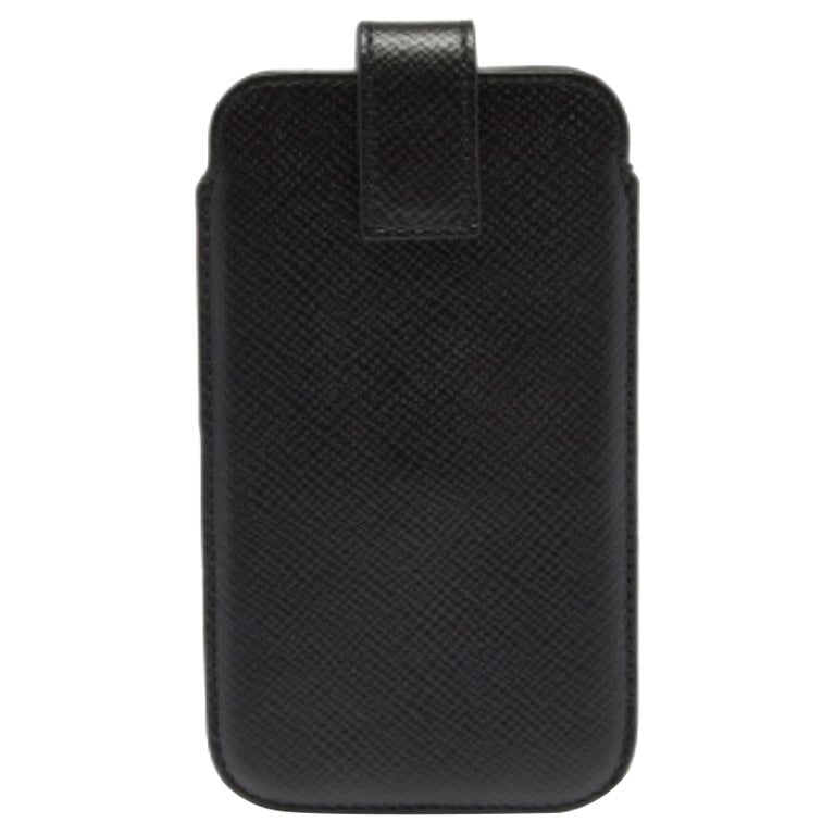 Smythson Black Leather Phone Cover