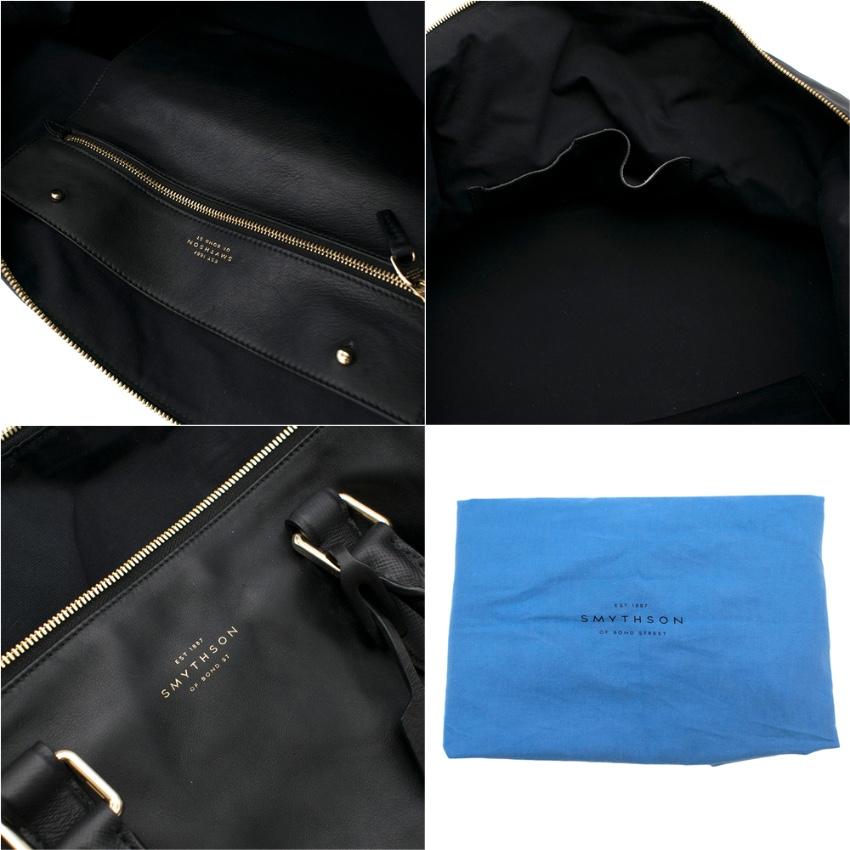 Black  Smythson black leather weekend bag For Sale