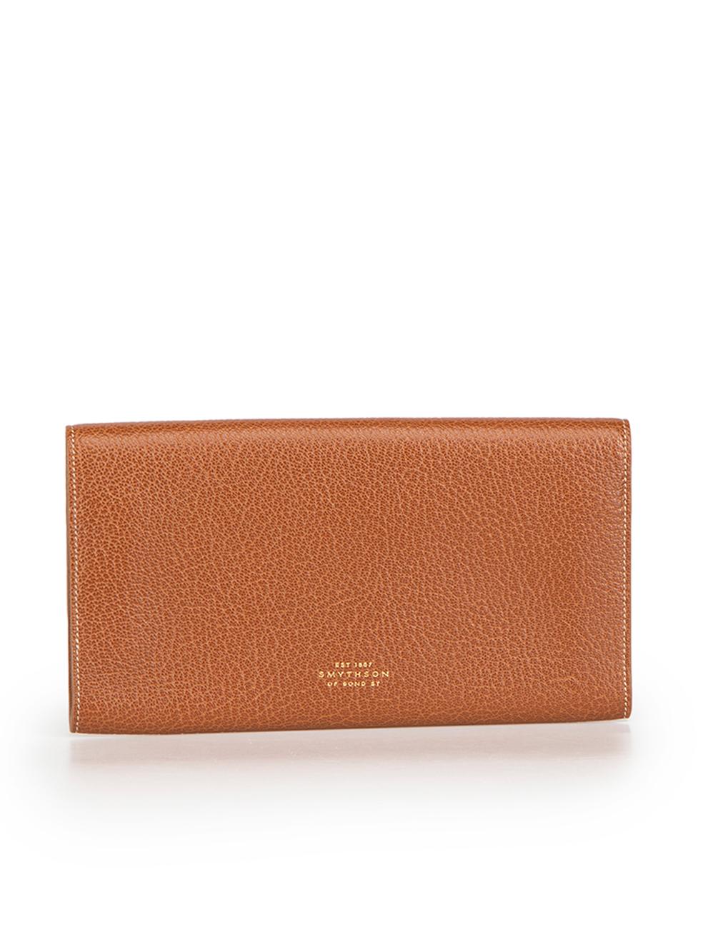 Smythson Brown Leather Travel Wallet In Excellent Condition In London, GB