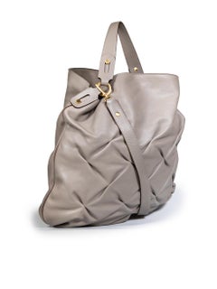 Smythson Grey Leather Large Textured Tote