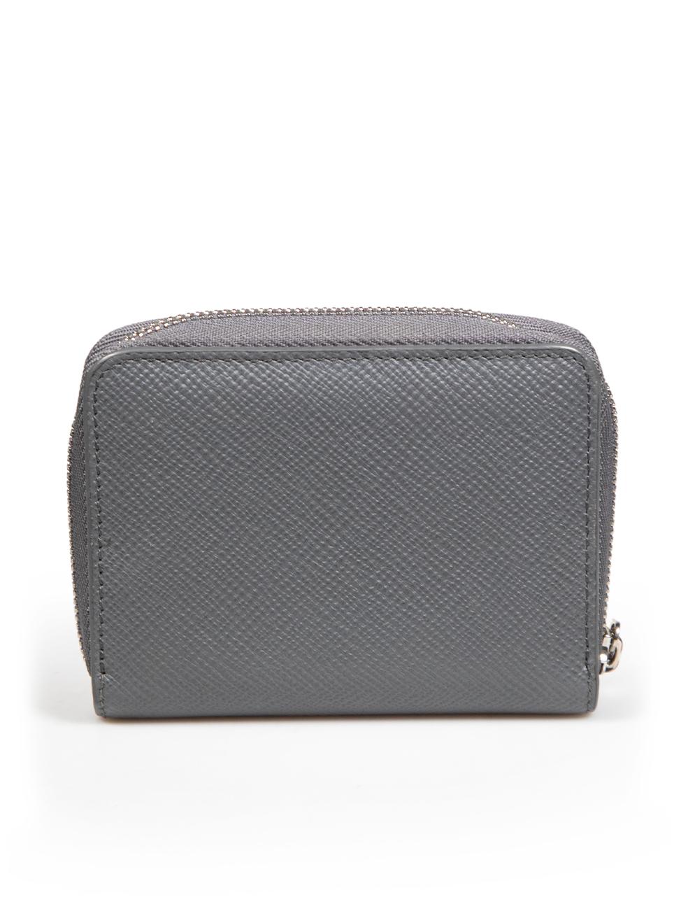 Smythson Grey Leather Zip Wallet In Good Condition For Sale In London, GB