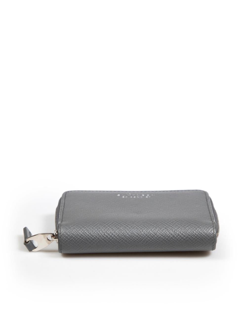 Women's Smythson Grey Leather Zip Wallet For Sale