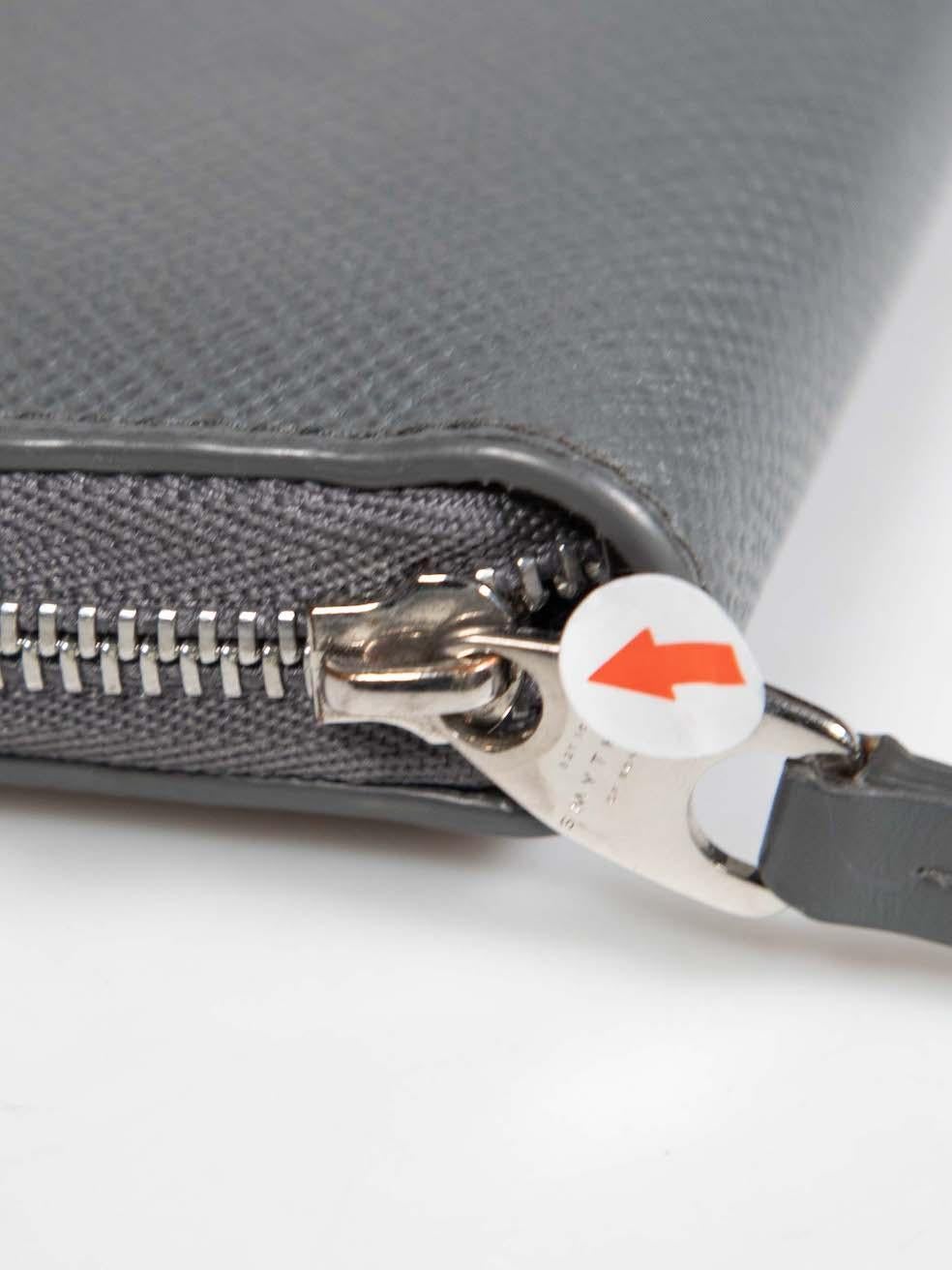 Smythson Grey Leather Zip Wallet For Sale 2