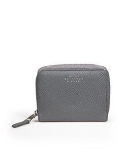 Smythson Grey Leather Zip Wallet