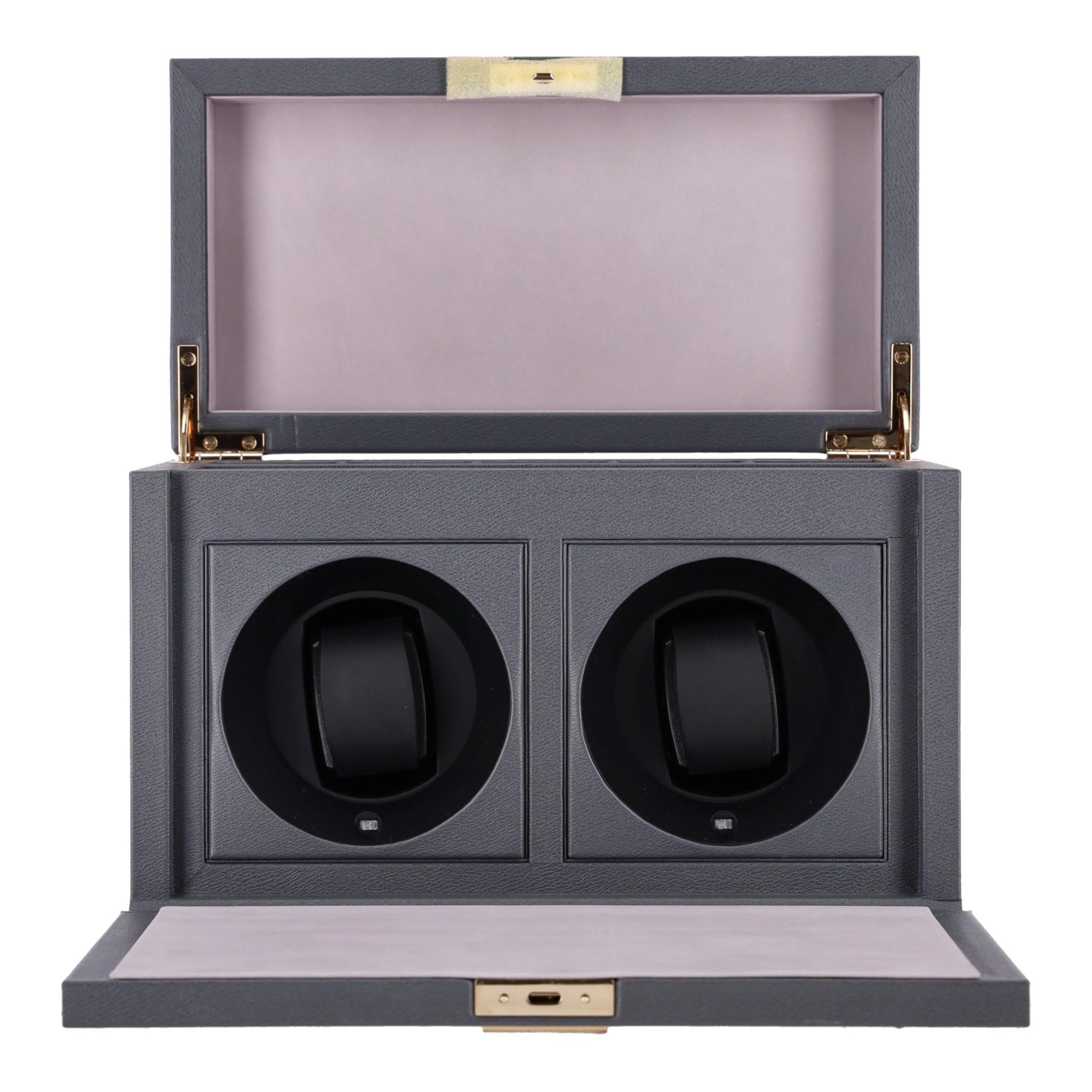 Smythson Grosvenor Leather Rotary Watch Box In Excellent Condition For Sale In London, GB