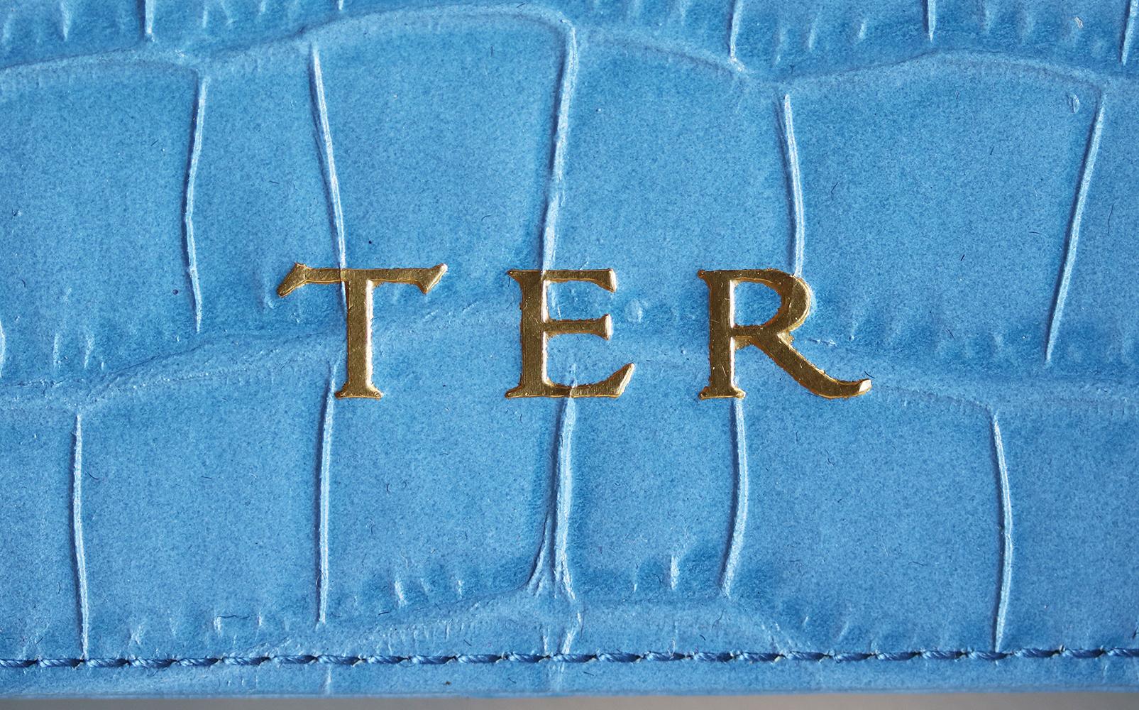 Blue Smythson Mara Croc-Effect Glossed-Leather Jewellery Box