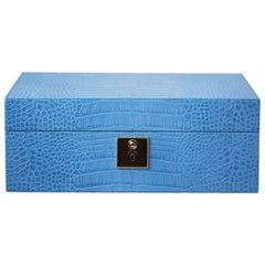 Smythson Mara Croc-Effect Glossed-Leather Jewellery Box