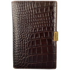 SMYTHSON OF BOND ST. Embossed Dark Brown Alligator Embossed Leather Notepad