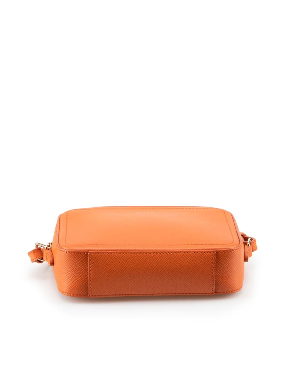 Smythson Orange Leather Crossbody Bag In Excellent Condition For Sale In London, GB