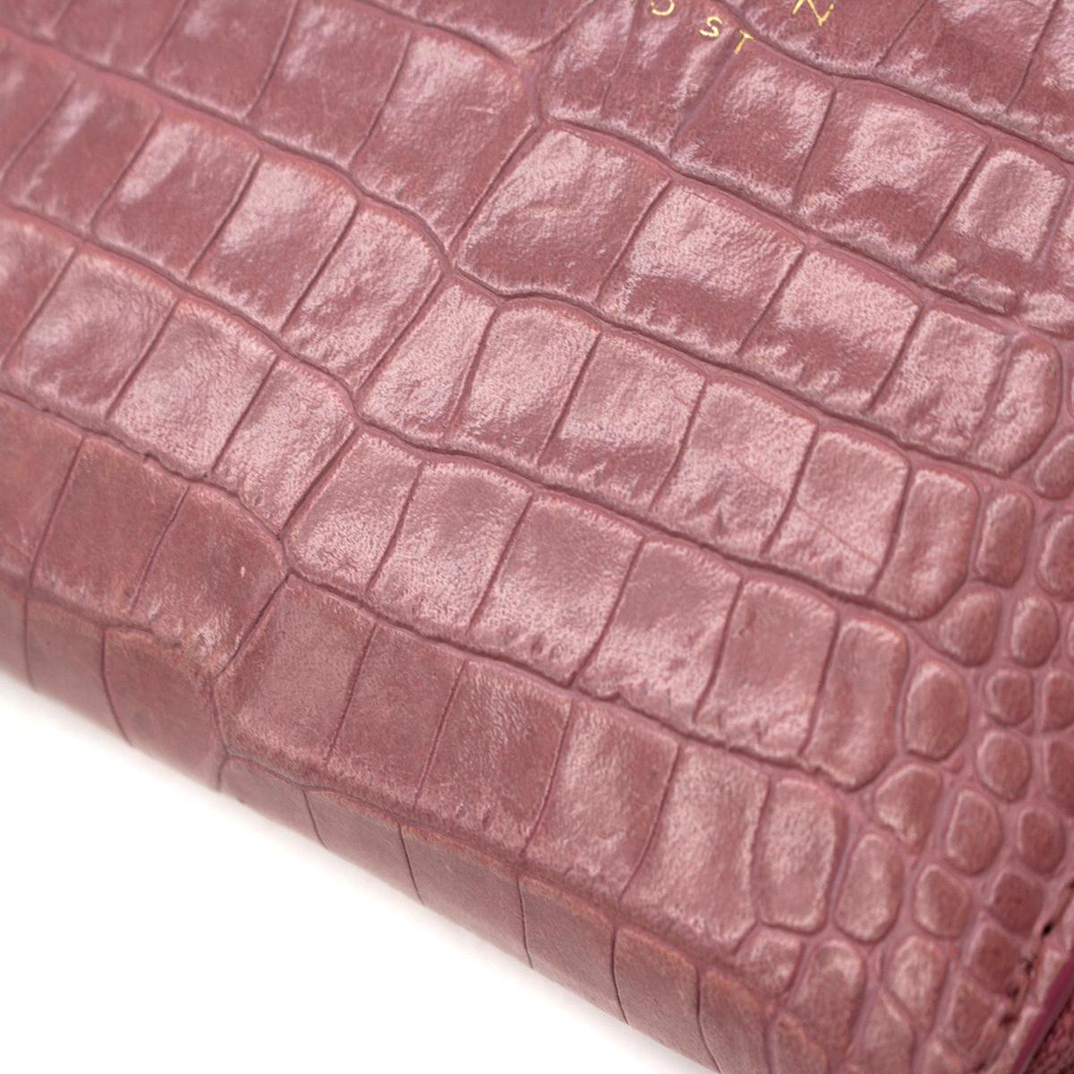 Smythson Pink Alligator Leather Wilde Zip Coin Purse - New Season 2