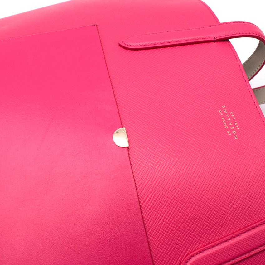 Smythson Pink Panama North-South Tote In New Condition In London, GB
