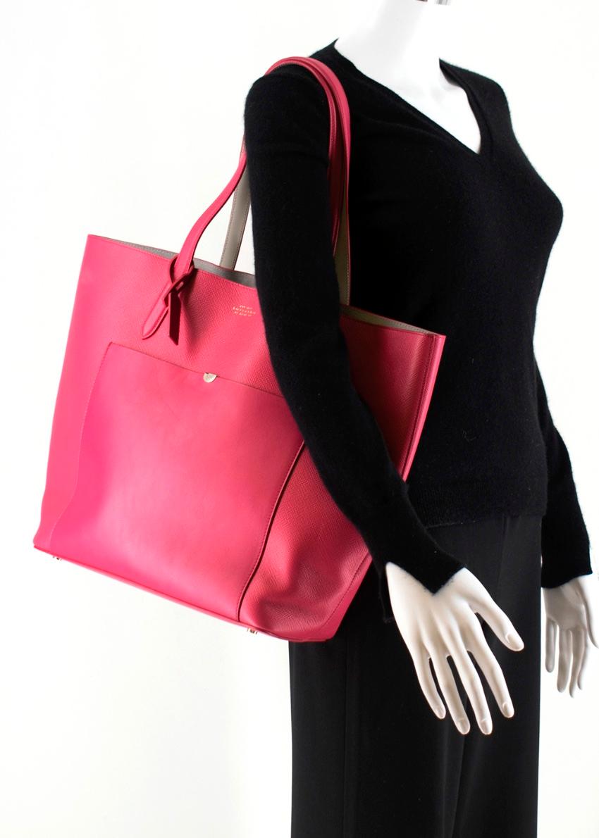 Women's or Men's Smythson Pink Panama North-South Tote