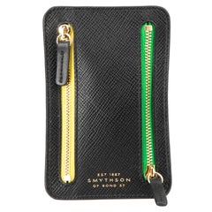 Used Smythson Women's Black Leather Contrast Zippers Pouch
