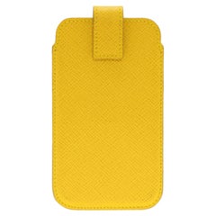 Smythson Yellow Leather Phone Case
