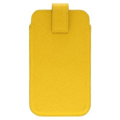 Smythson Yellow Leather Phone Case