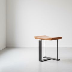 Taburete de madera y metal "SN3" a la manera de Pierre Chareau