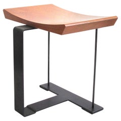 Hocker „SN3“ aus Holz und Metall in der Art von Pierre Chareau