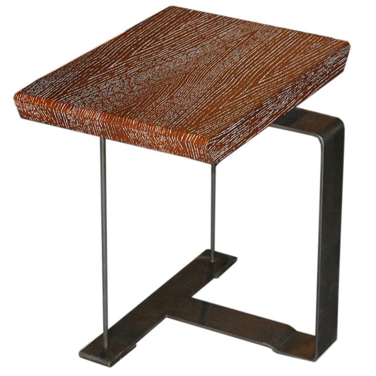 Tisch „SN3“ aus Holz und Metall in der Art von Pierre Chareau (Geschwärzt) im Angebot