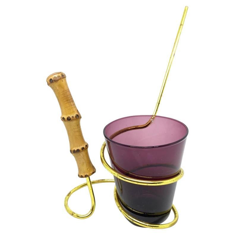 Snack Holder, Pretzel Salt Stick Holder & Purple Glass Vintage German 1950s