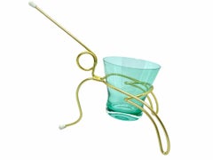 Snack Holder, Pretzel Salt Stick Holder with Vintage Colorful Glass German 1950s