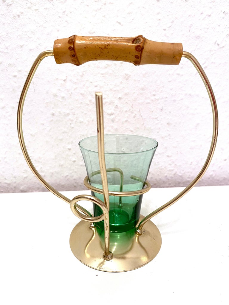 Snack Holder, Pretzel Salt Stick Holder with Vintage Colorful Glass