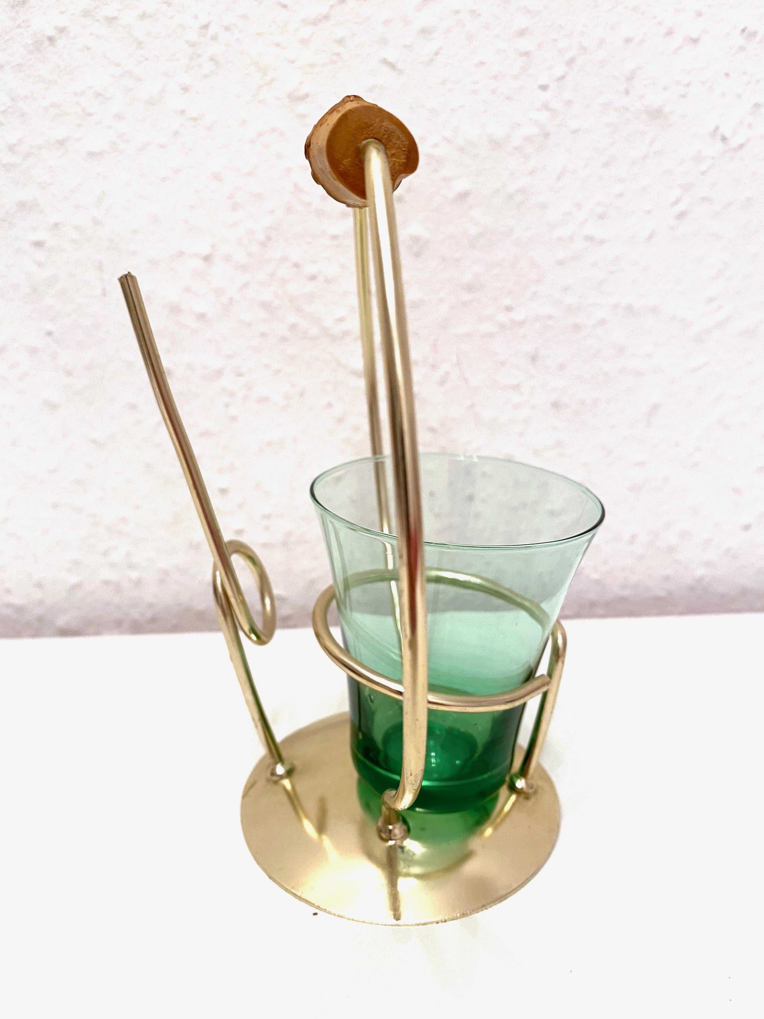 Snack-Halter, Salzstreuer mit Brezel, Vintage, farbenfrohes Glas, Deutsch, 1950er Jahre (Moderne der Mitte des Jahrhunderts) im Angebot