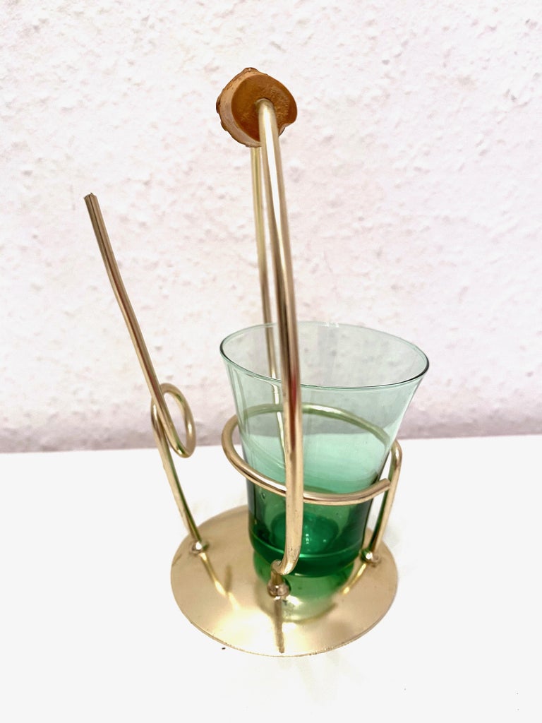Snack Holder, Pretzel Salt Stick Holder with Vintage Colorful Glass
