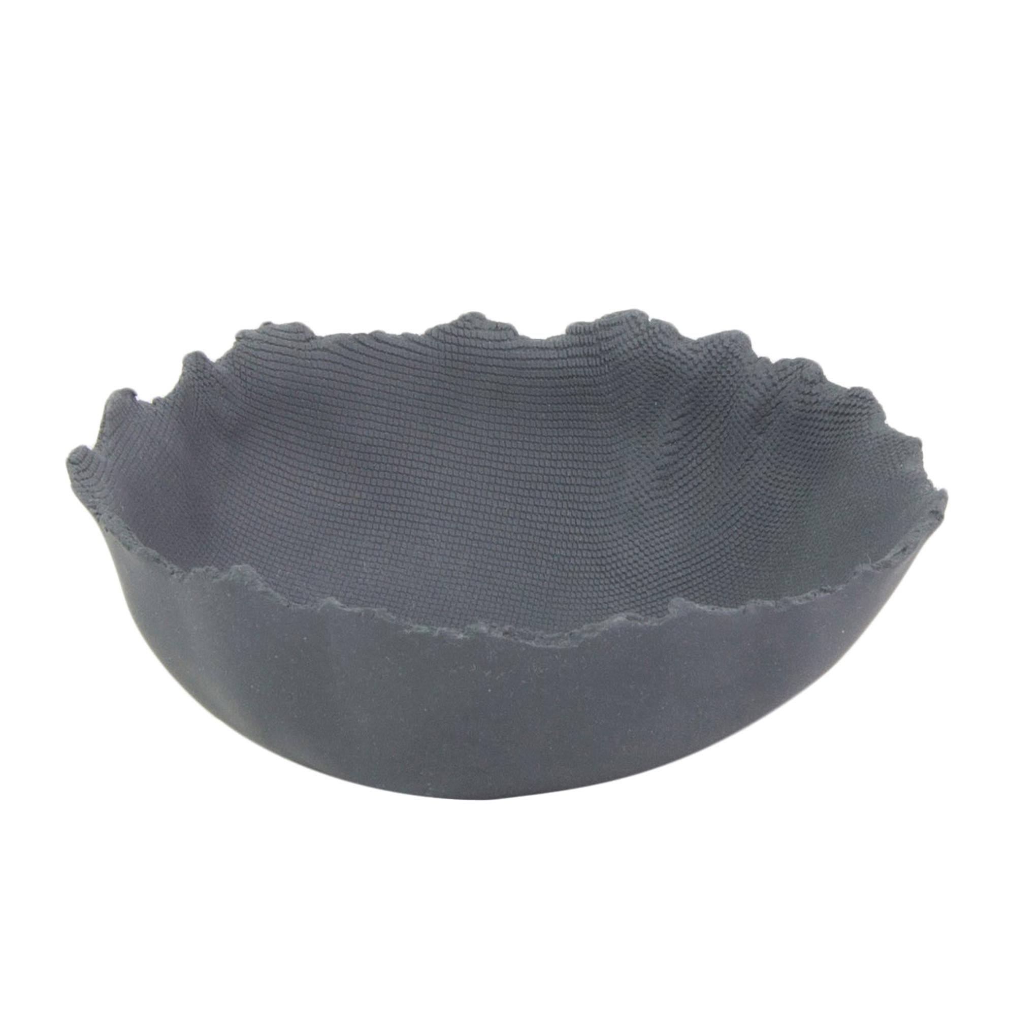 Handmade Snack Plate Matte Black Porcelain For Sale