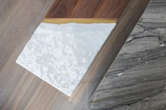 Snaer- Brass, Porcelain and Canaletto Walnut Coffee Table, Used for Exhibition