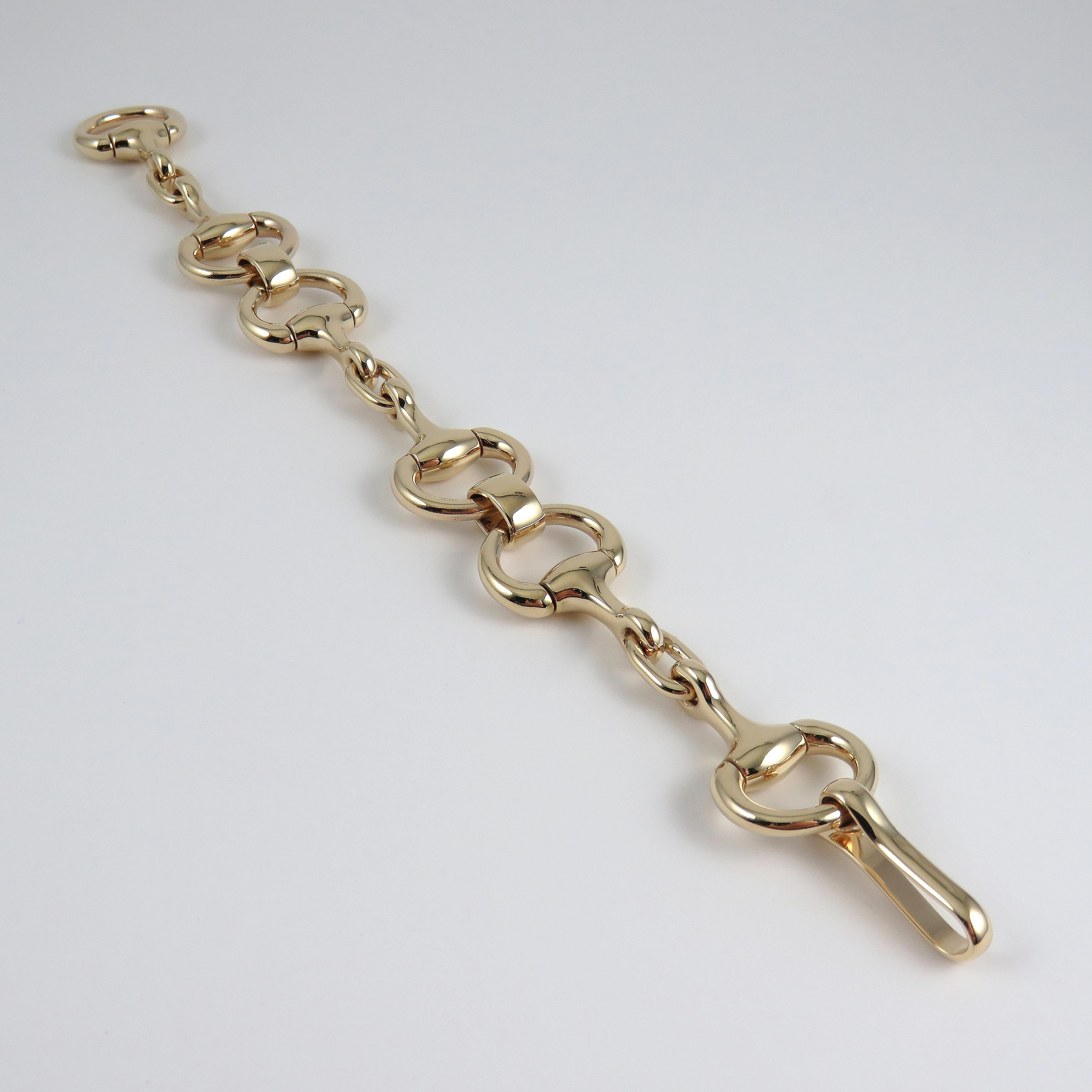 Contemporary Snaffle Bit Bracelet 9k Yellow Gold For Sale