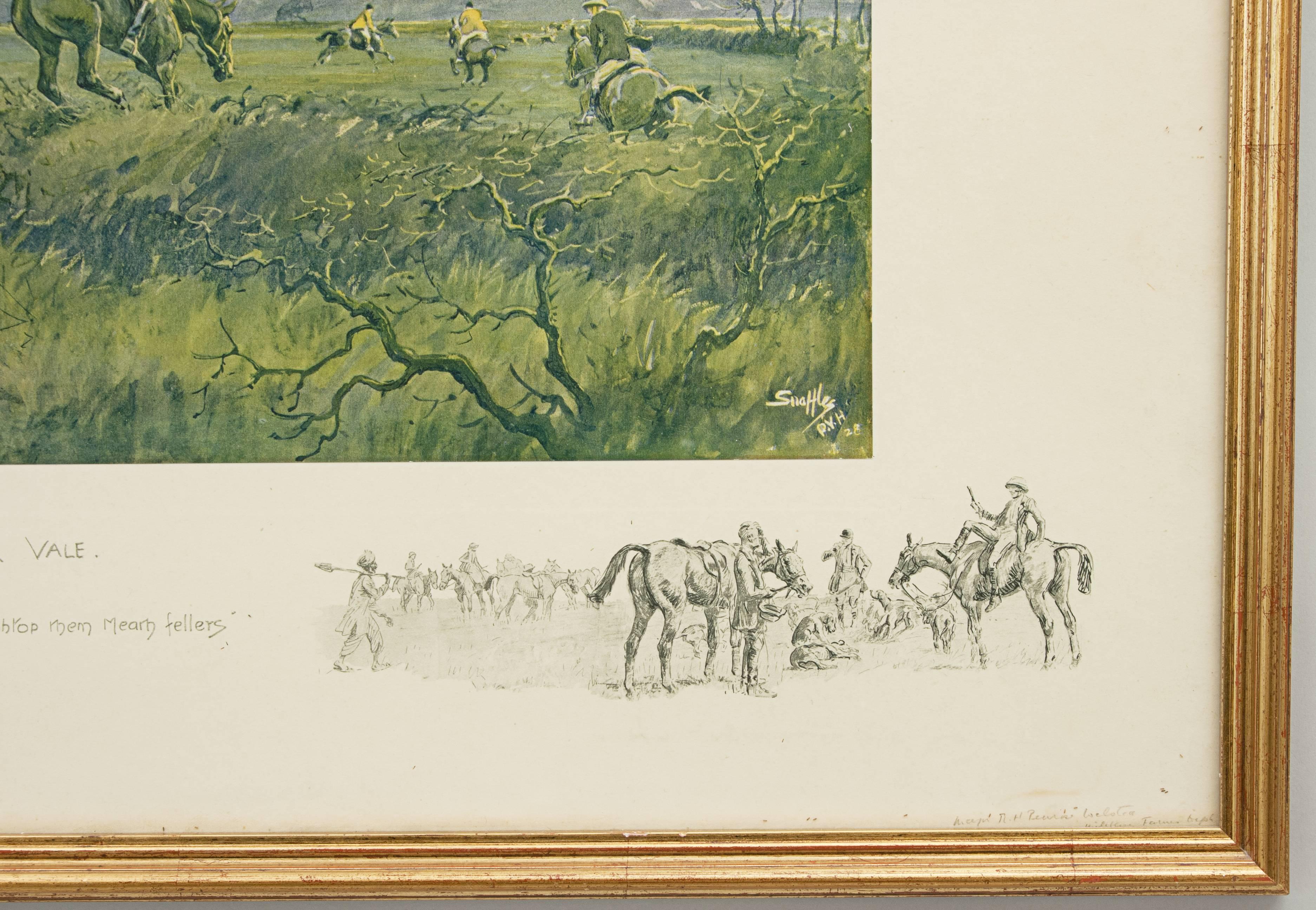 Sporting Art Snaffles Peshawar Vale Hunt, Hunting Lithograph, Signed in Pencil