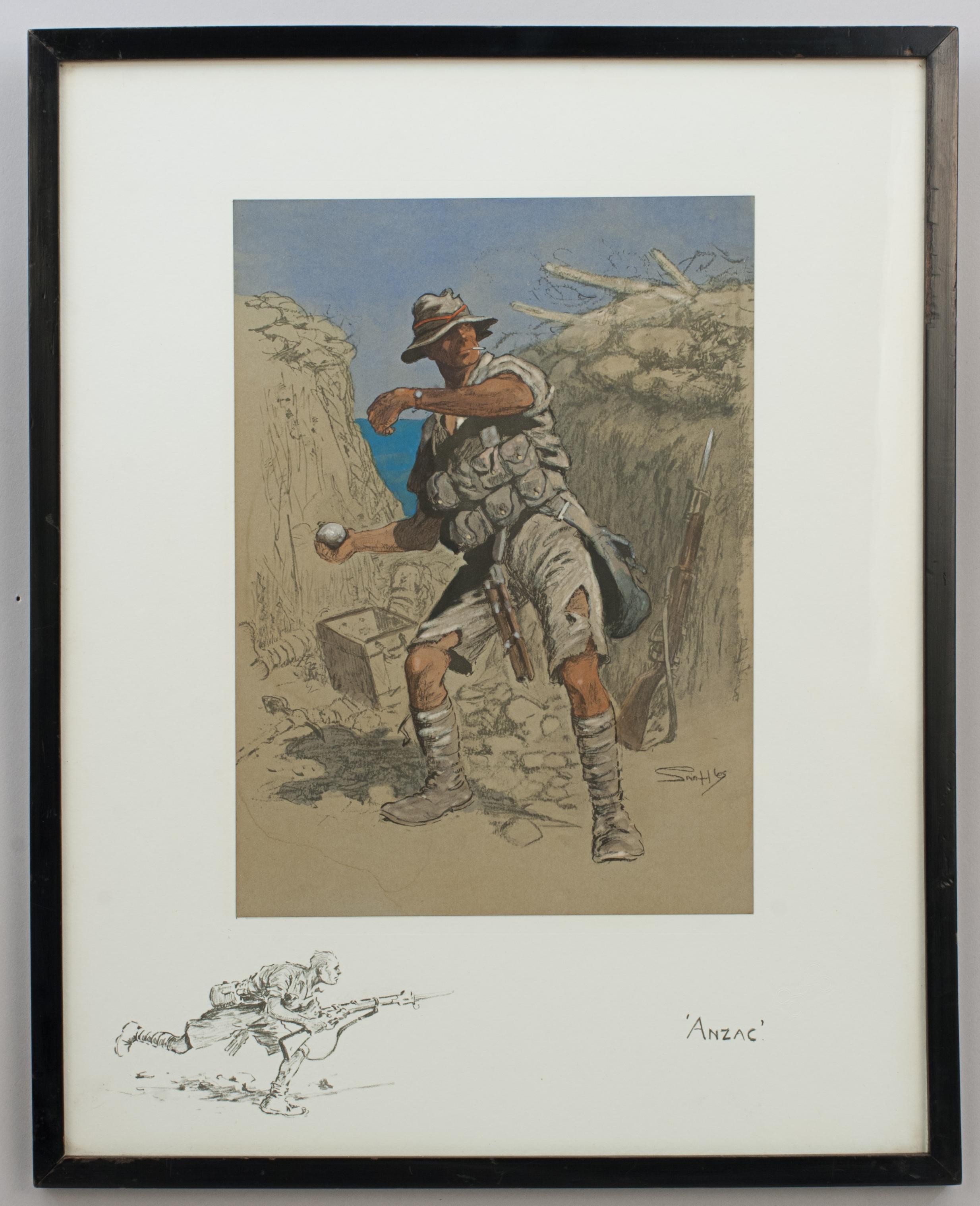 Gravure sur bâton, gravure militaire de la Première Guerre mondiale, Anzac Bon état - En vente à Oxfordshire, GB