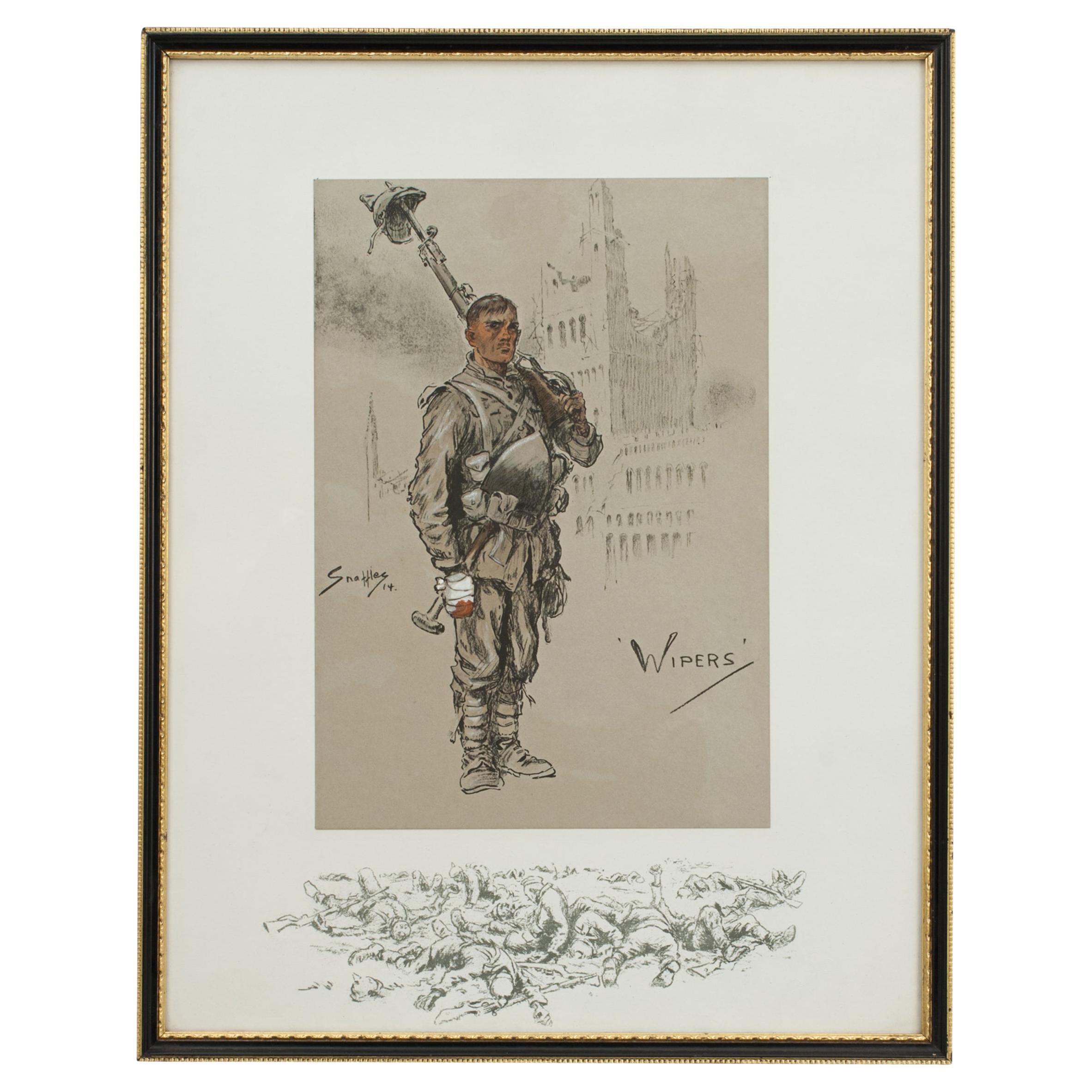 Snaffles Print, WW1 Military Print, Wipers, German Pickelhaube
