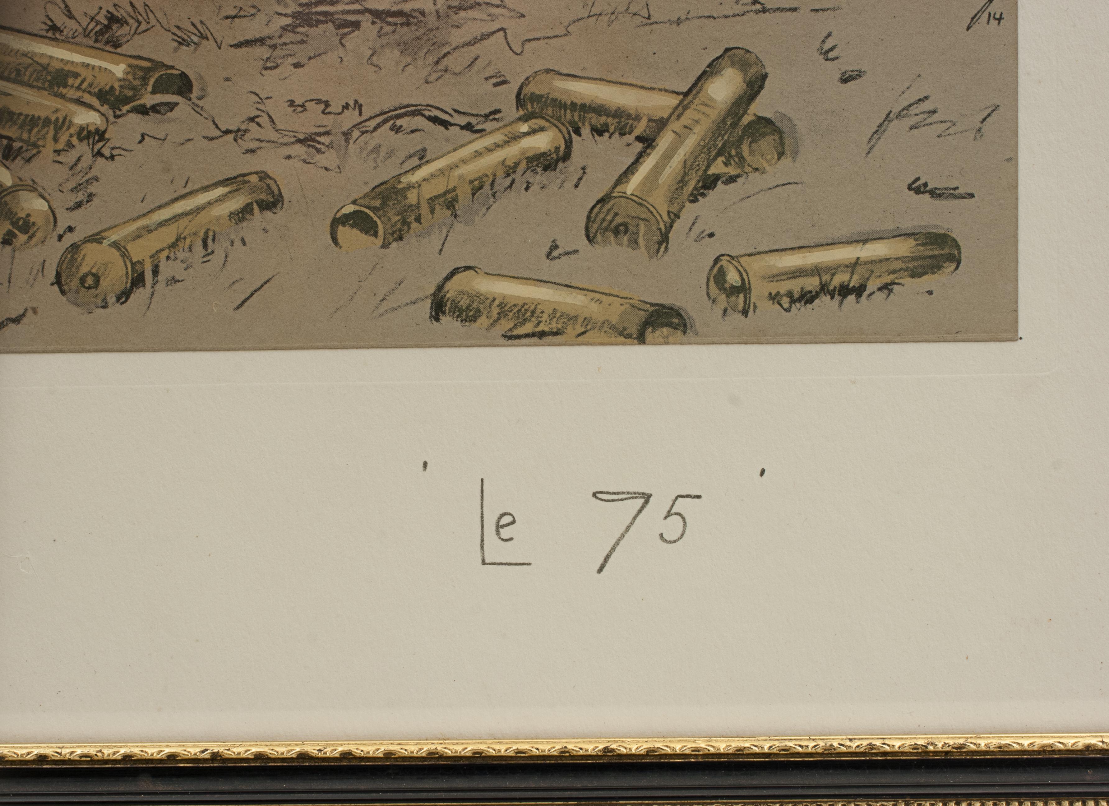 20th Century Snaffles WW1 Military Lithograph, 'le 75' Military Print. For Sale
