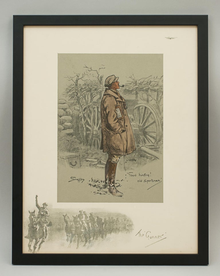 Snaffles WWI Military Print, The Gunner, Good Hunting Old Sportsman at